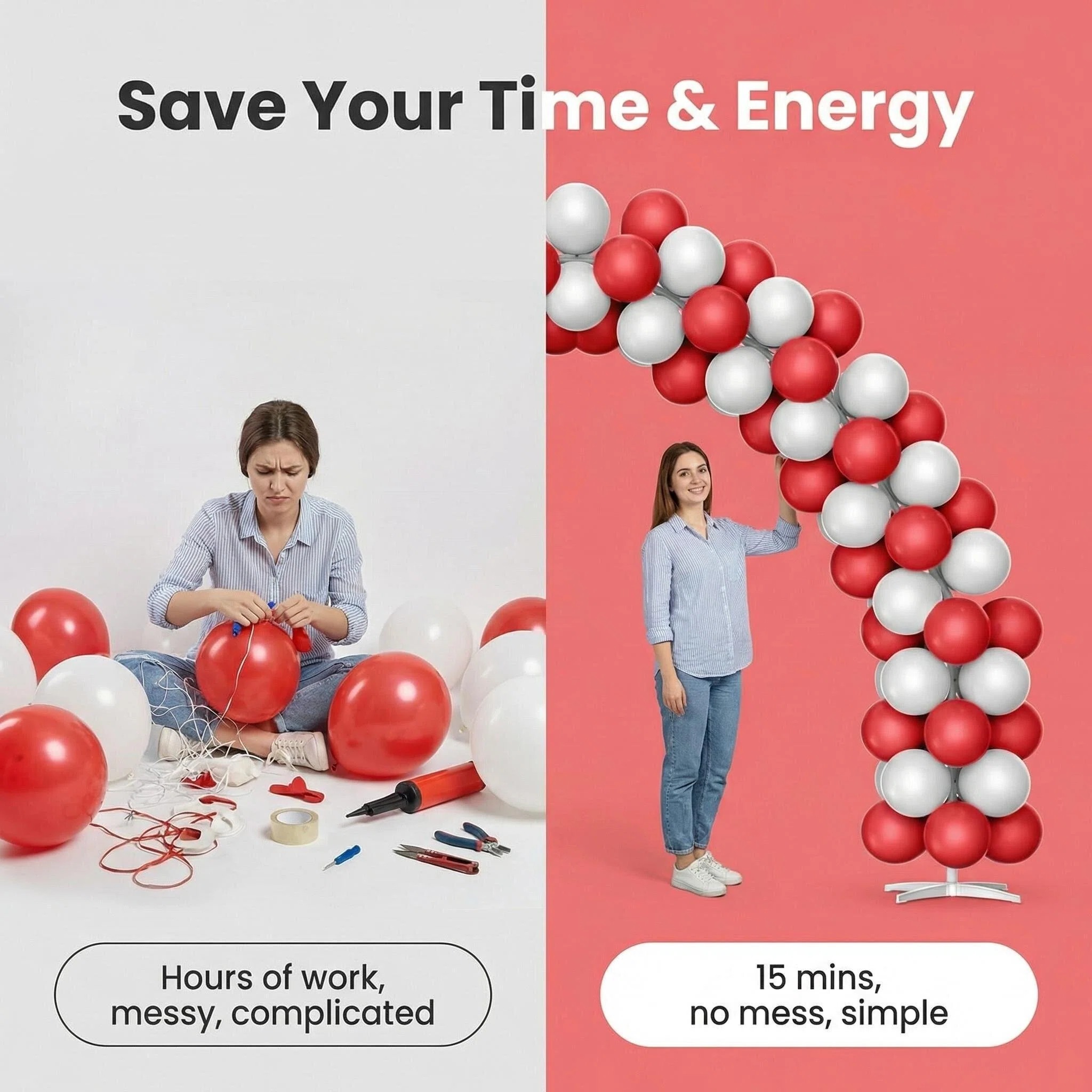 Valentines Day Red & White Balloon Arch Decoration Set