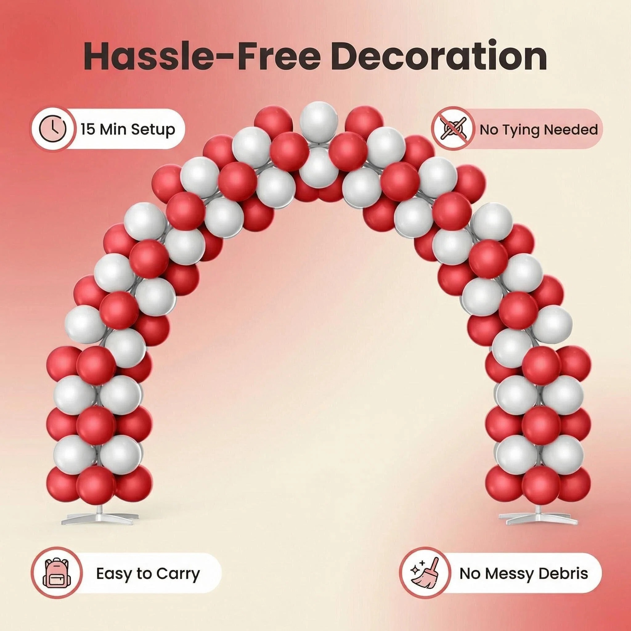 Valentines Day Red & White Balloon Arch Decoration Set