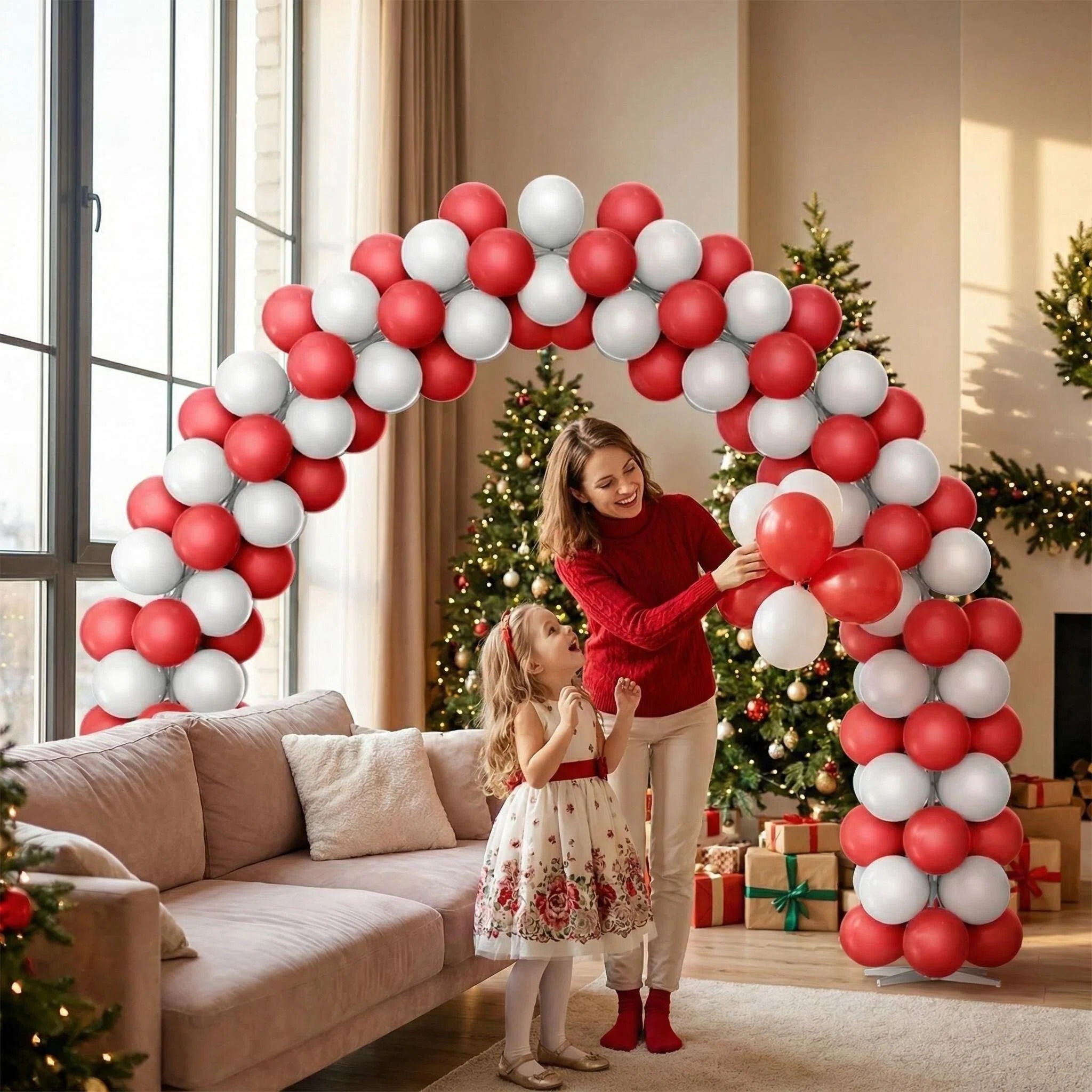 Valentines Day Red & White Balloon Arch Decoration Set