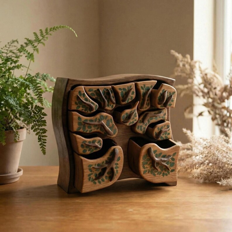 Handmade Oak Tree of Life Jewelry Box