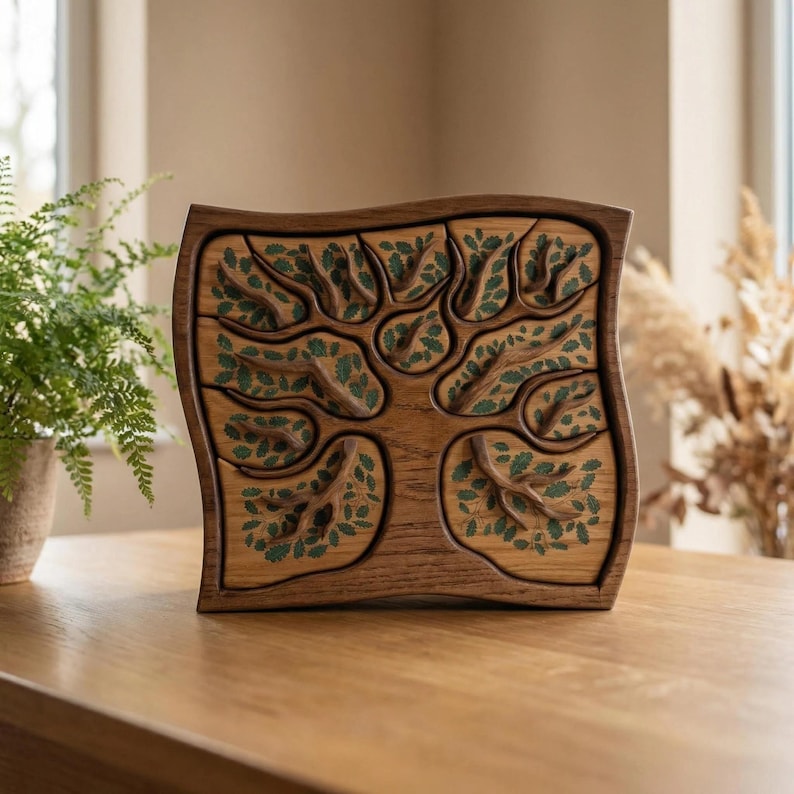 Handmade Oak Tree of Life Jewelry Box