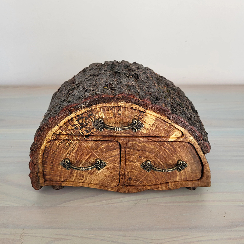 Rustic Oak Firewood Keepsake Box