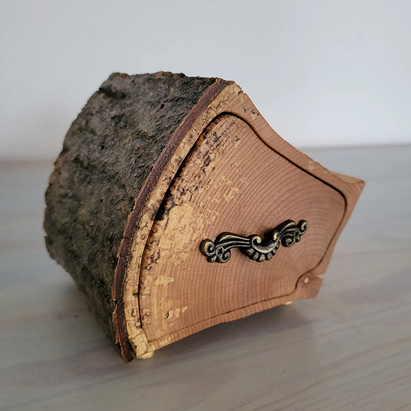 Maple Jewelry Log Box with Bark
