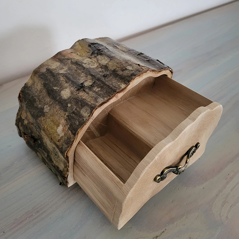 Hornbeam Log Box with Bark