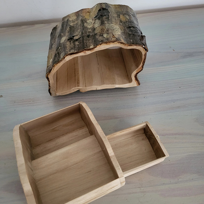 Hornbeam Log Box with Bark