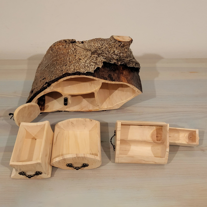 Upcycled Jewelry Aspen Log Box with Bark