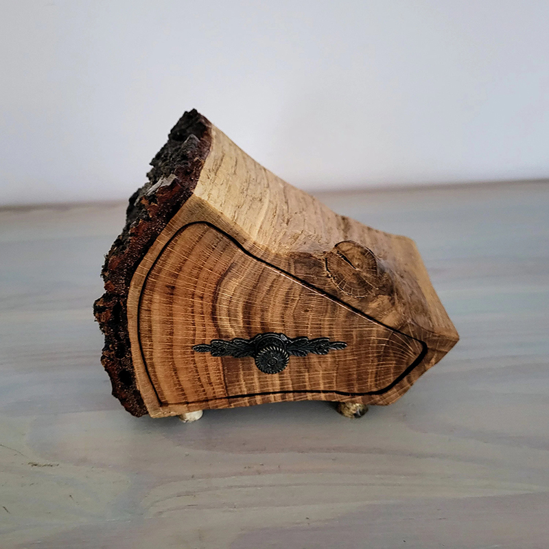 Oak Jewelry Log Box with Bark