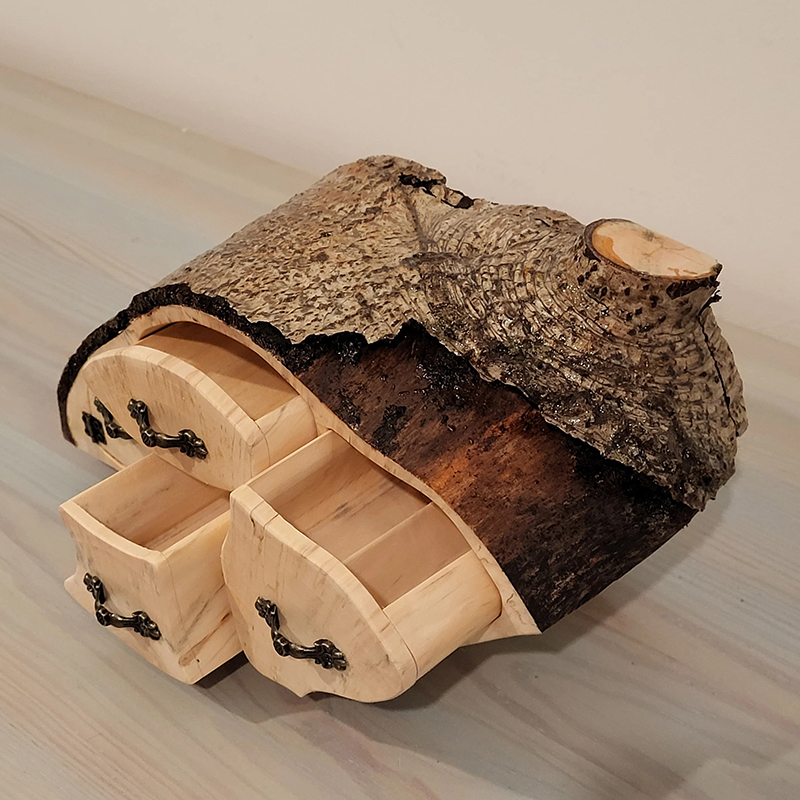 Upcycled Jewelry Aspen Log Box with Bark