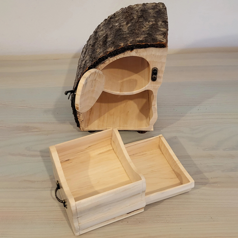 Natural Live Edge Jewelry Organizer with Drawer & Door