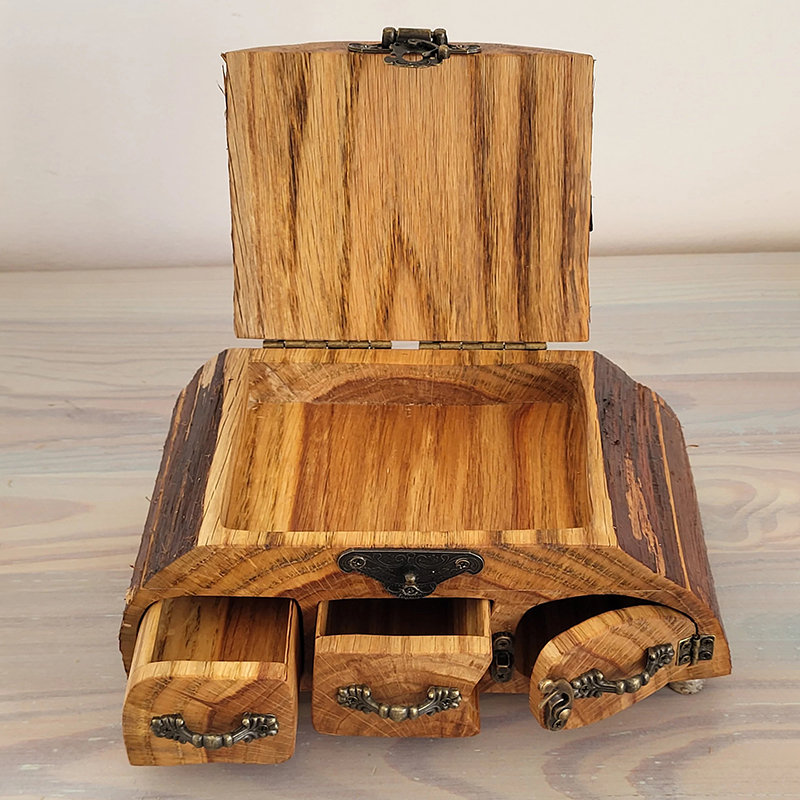ECO friendly Jewelry oak Log Box