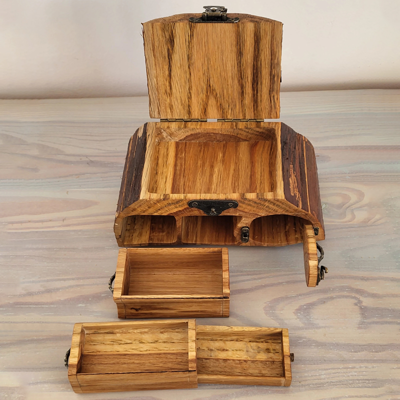 ECO friendly Jewelry oak Log Box