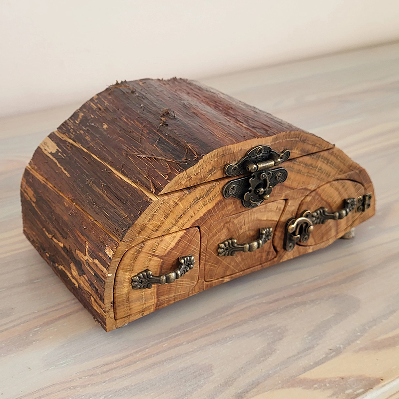 ECO friendly Jewelry oak Log Box