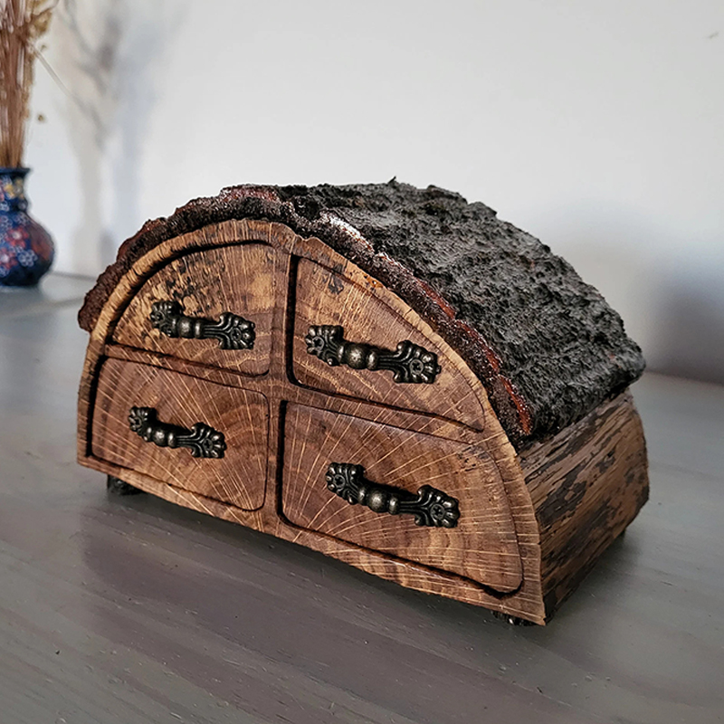 ECO friendly Partially Spalted Oak log Keepsake Box