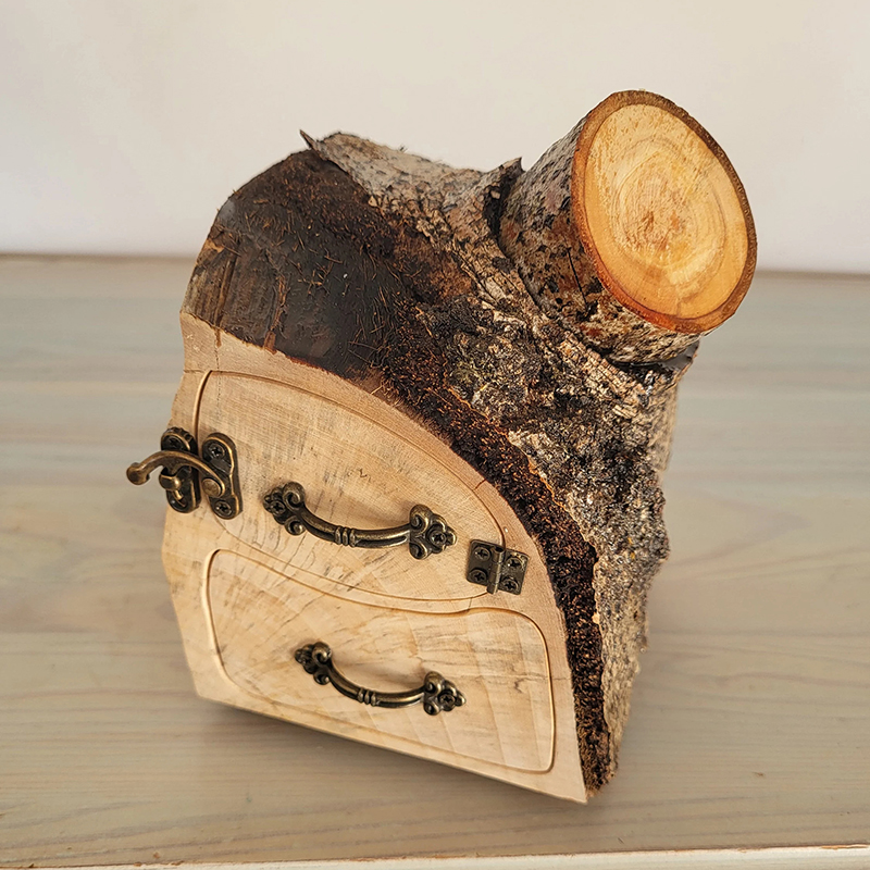 Natural Jewelry Aspen Log Box with Bark