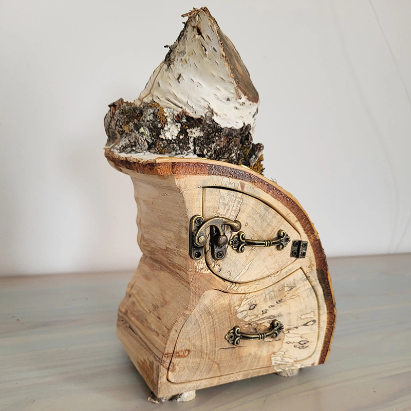 ECO friendly Jewelry Birch Log Box with Bark