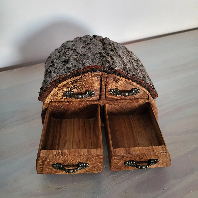 ECO friendly Partially Spalted Oak log Keepsake Box