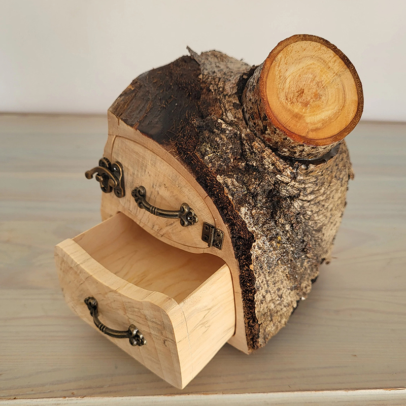 Natural Jewelry Aspen Log Box with Bark