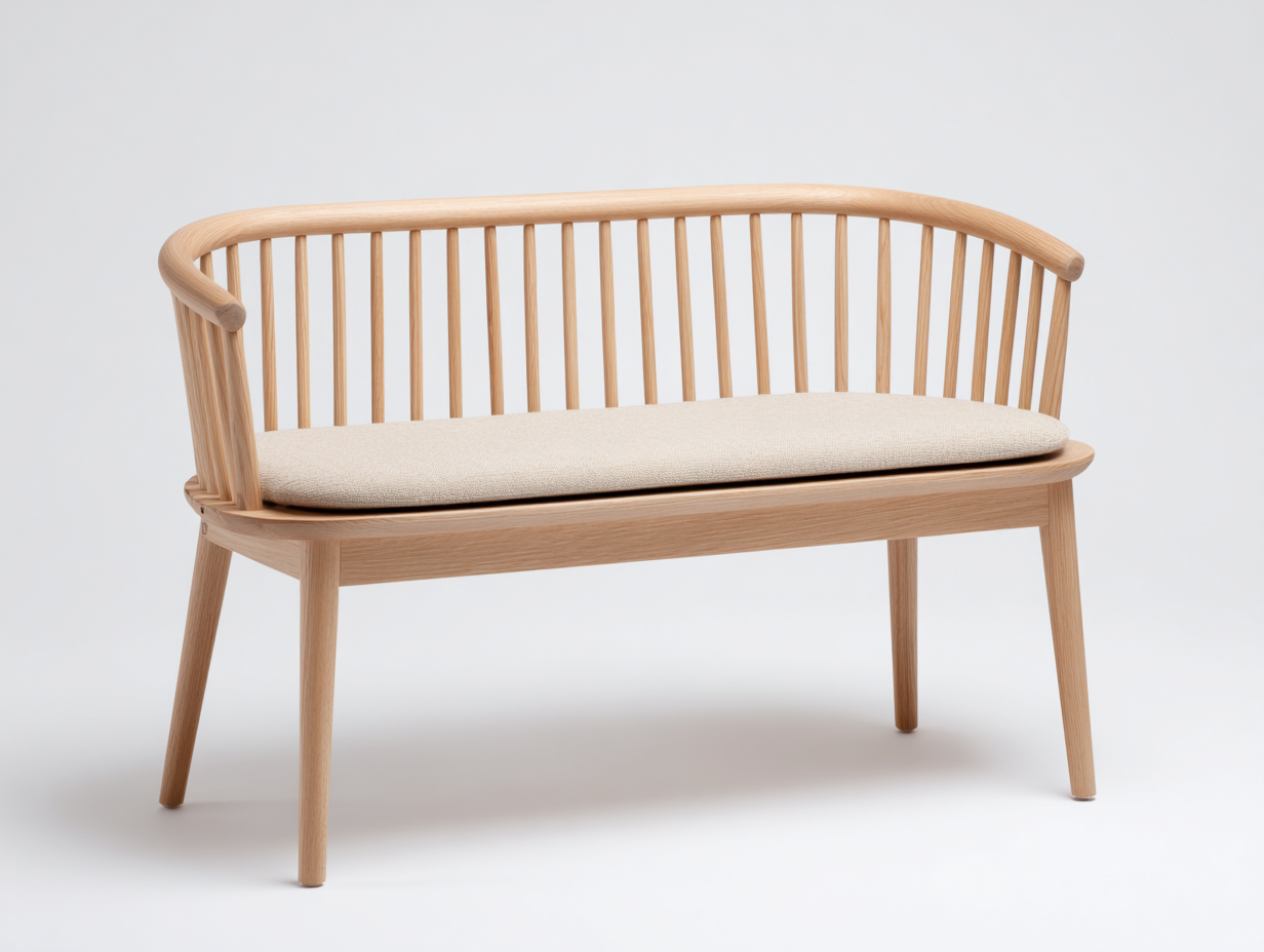 Gartenbank-Holz-Stoff-138x58x82 cm-natur-beige-skandinavischer Stil-Sofagetden