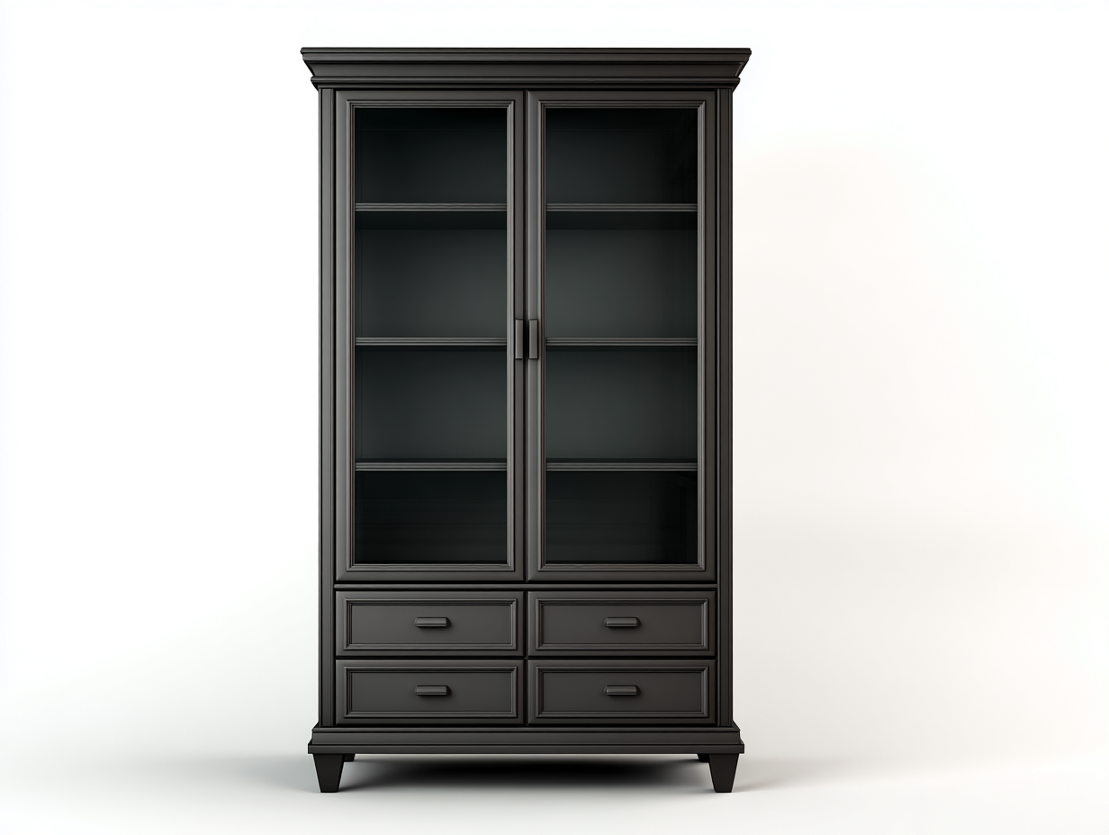 Vitrinen - Holz-Glas - 118x46x204 cm - Dunkelgrau - Klassischer Wohnstil-Sofagetden