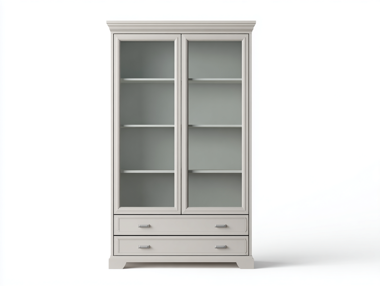 Vitrinen - Holz-Glas - 120x44x200 cm - Weiß - Klassischer Wohnstil-Sofagetden