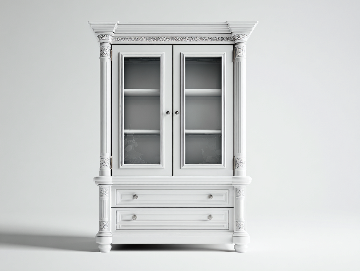 Vitrinen - Holz-Glas - 118x44x205 cm - Weiß - Klassischer Stil-Sofagetden