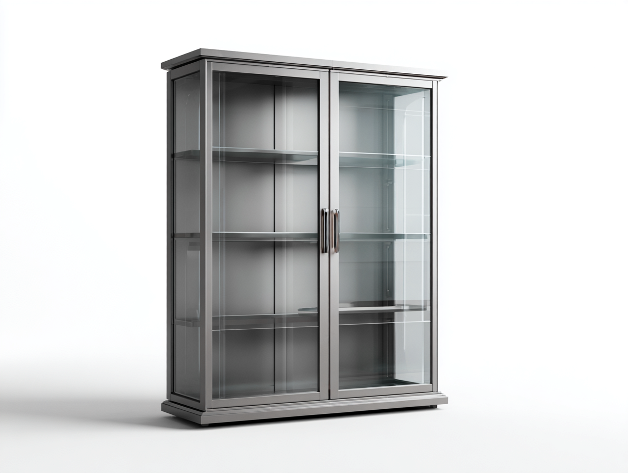 Vitrinen - Metall-Glas - 108x40x168 cm - Grau - Moderner Minimalstil-Sofagetden