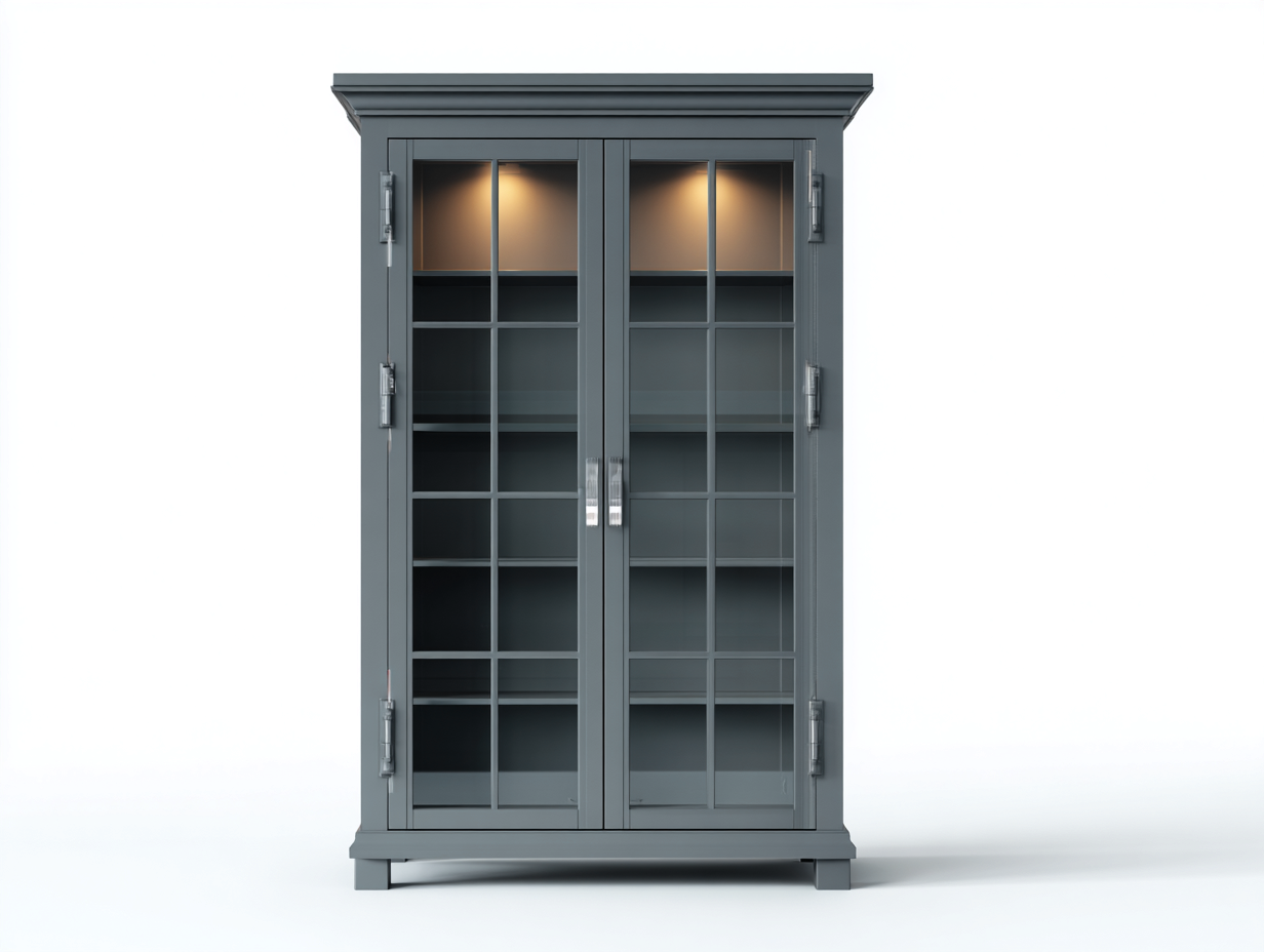 Vitrinen - Holz-Glas - 112x44x192 cm - Grau - Klassischer Wohnstil-Sofagetden
