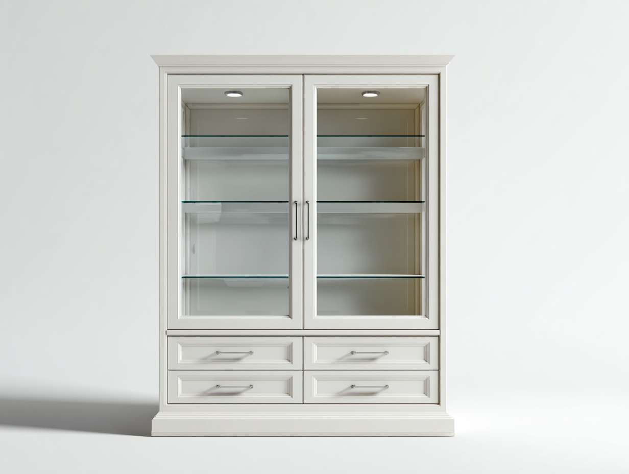 Vitrinen - Holz-Glas - 132x48x202 cm - Weiß - Klassischer Wohnstil-Sofagetden