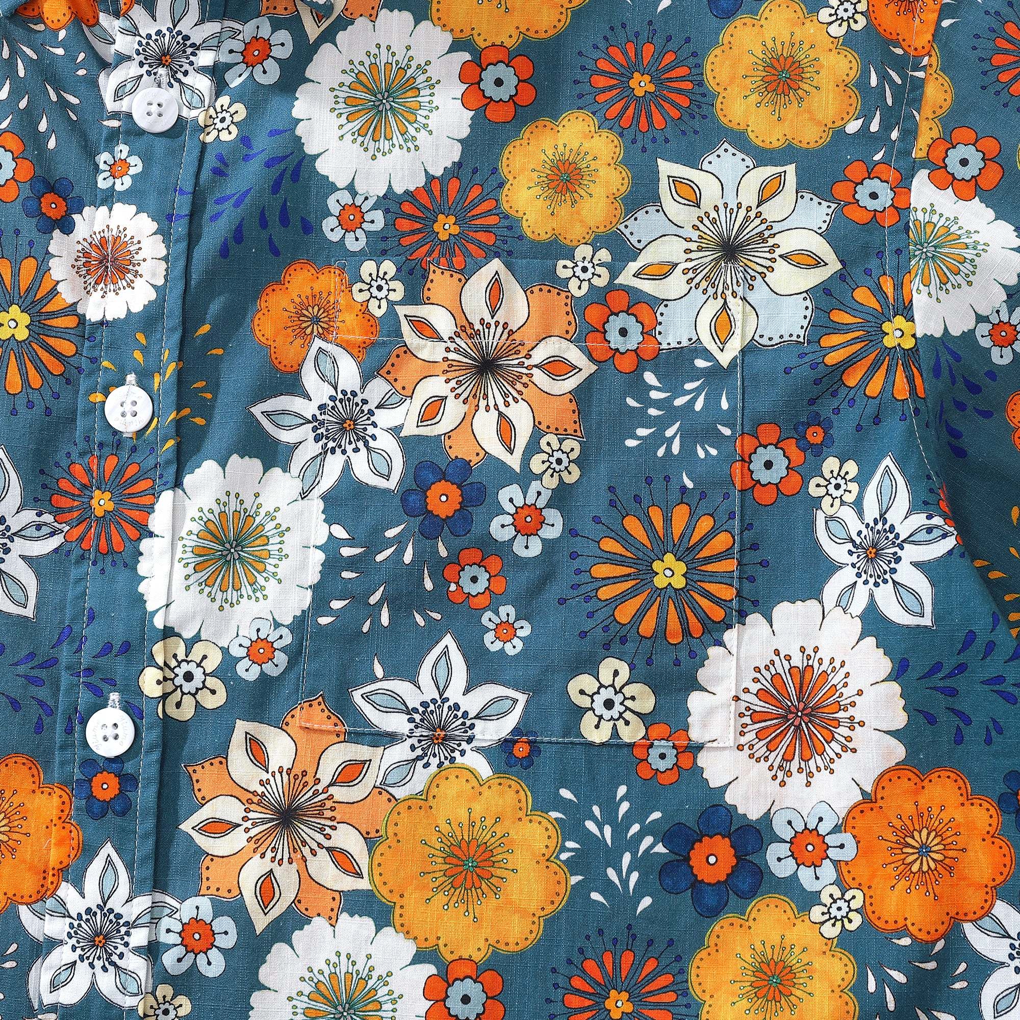 1960s Floral Hawaiian Shirt For Men Colorful Short Sleeve