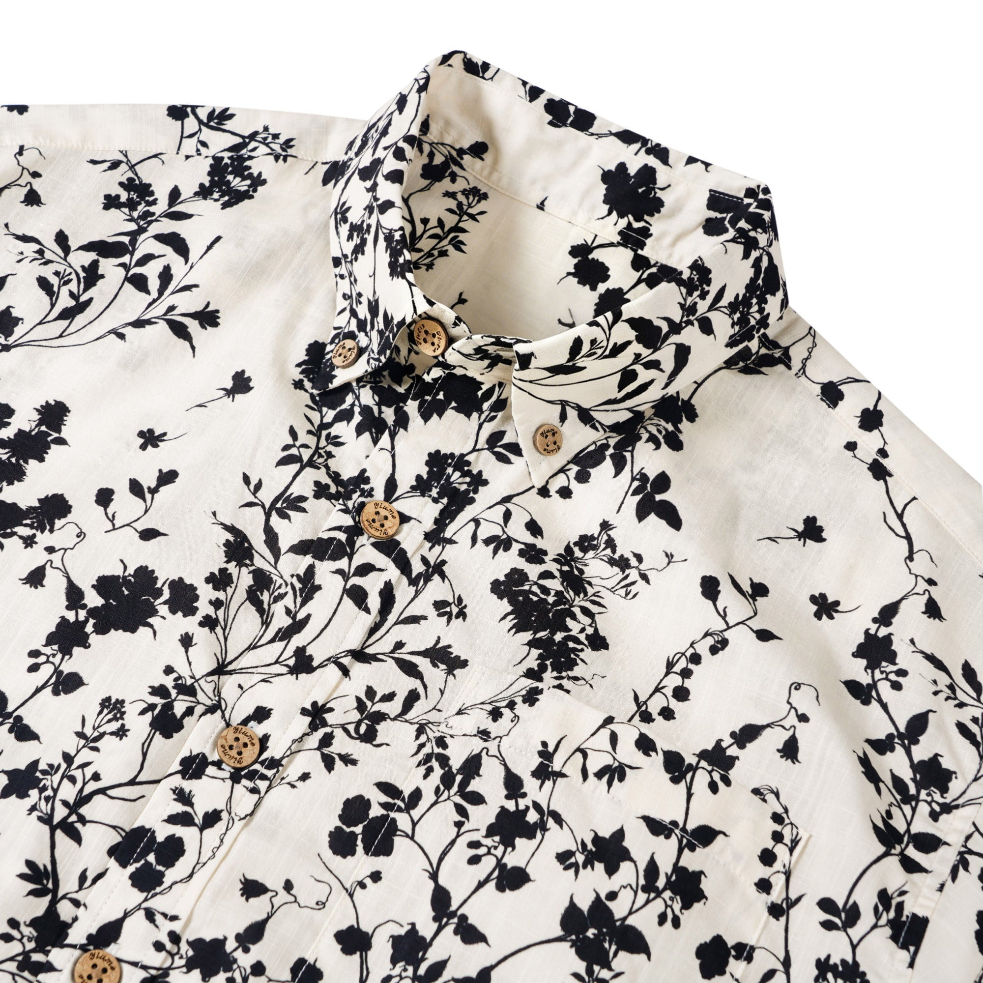 Men's Hawaiian Shirt Short Sleeve Button-down 100% Cotton Beige Aloha Ink Vine Whisper