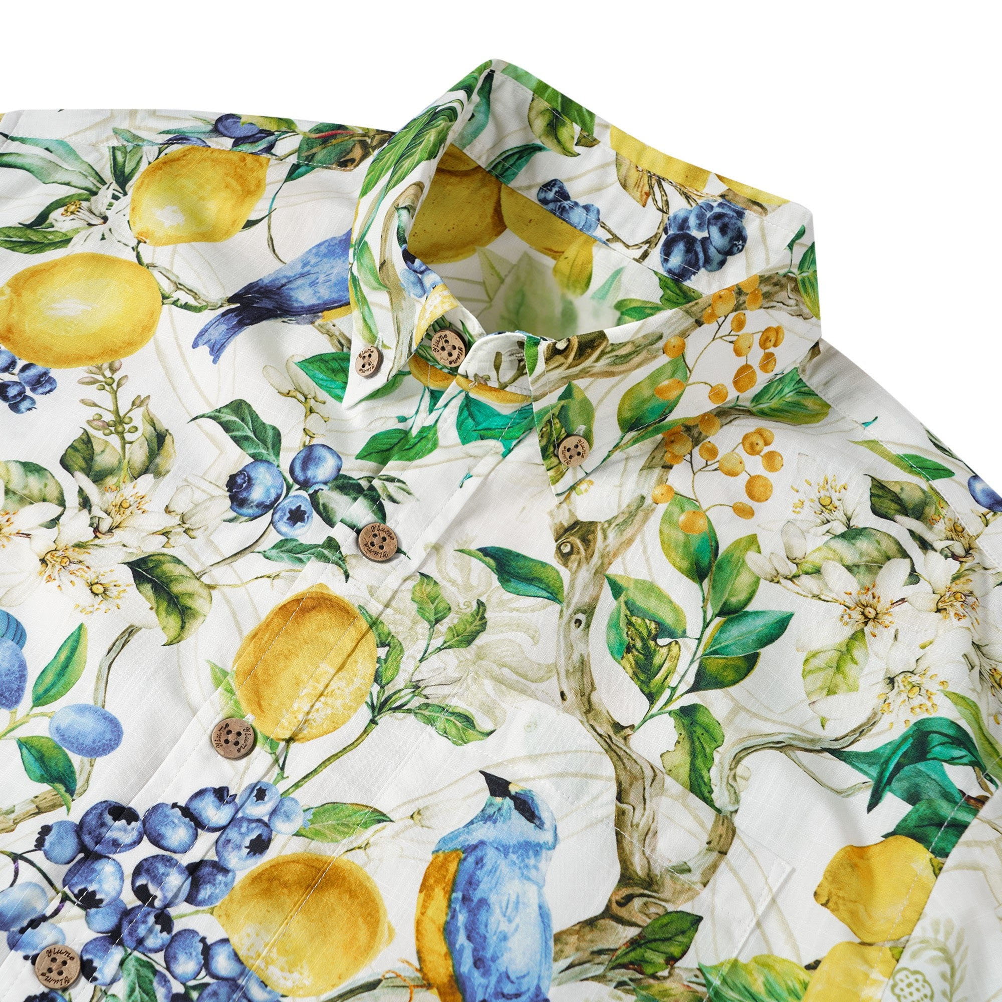 Men's Sicilian Lemon Shirt Button-down Hawaiian Shirt Short Sleeve 100% Cotton Sicilian Lemon Tree Fantasy