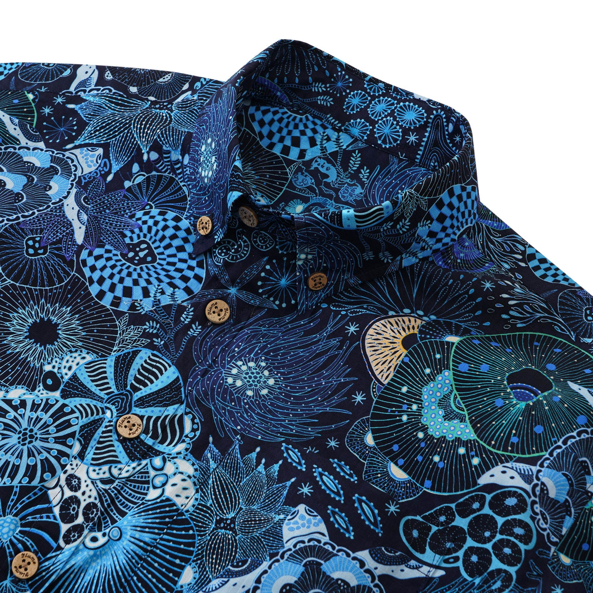 Sea Turtle Hawaiian Shirt For Men 100% Cotton Blue Shirt Short Sleeve Button-down Shirt