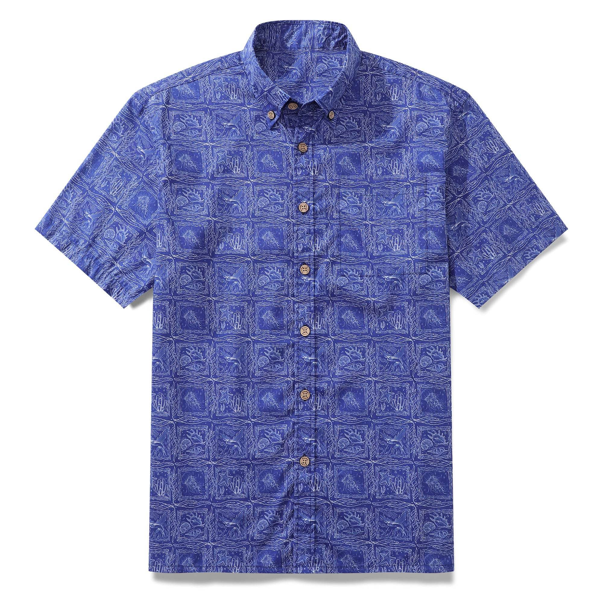 Casual Hawaiian Shirt Blue Stylish Shirt For Men Short Sleeve Button-down Shirt Affordable Shirt