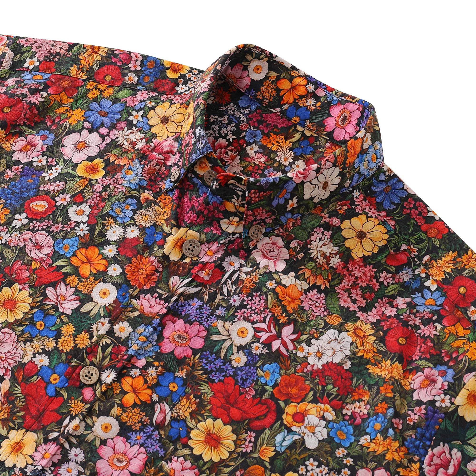 1960s Vintage Hawaiian Shirt For Men Flower Print Shirt Cotton Button-down Short Sleeve Floral Aloha Shirt