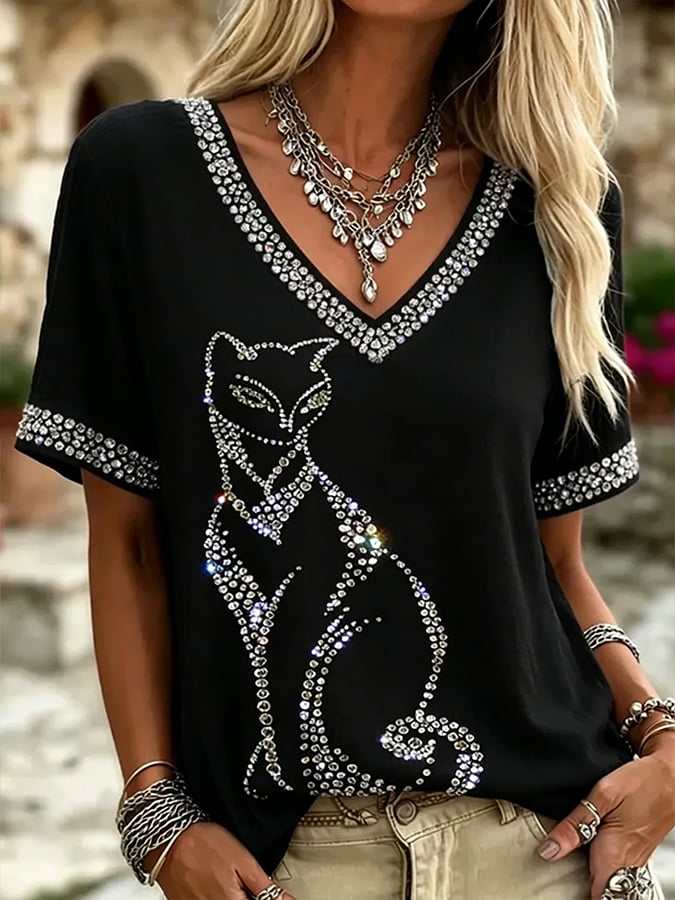 🐱Women'S Casual Cute Animal Print T-Shirt💛100% For Shelter Pets🐱🐶