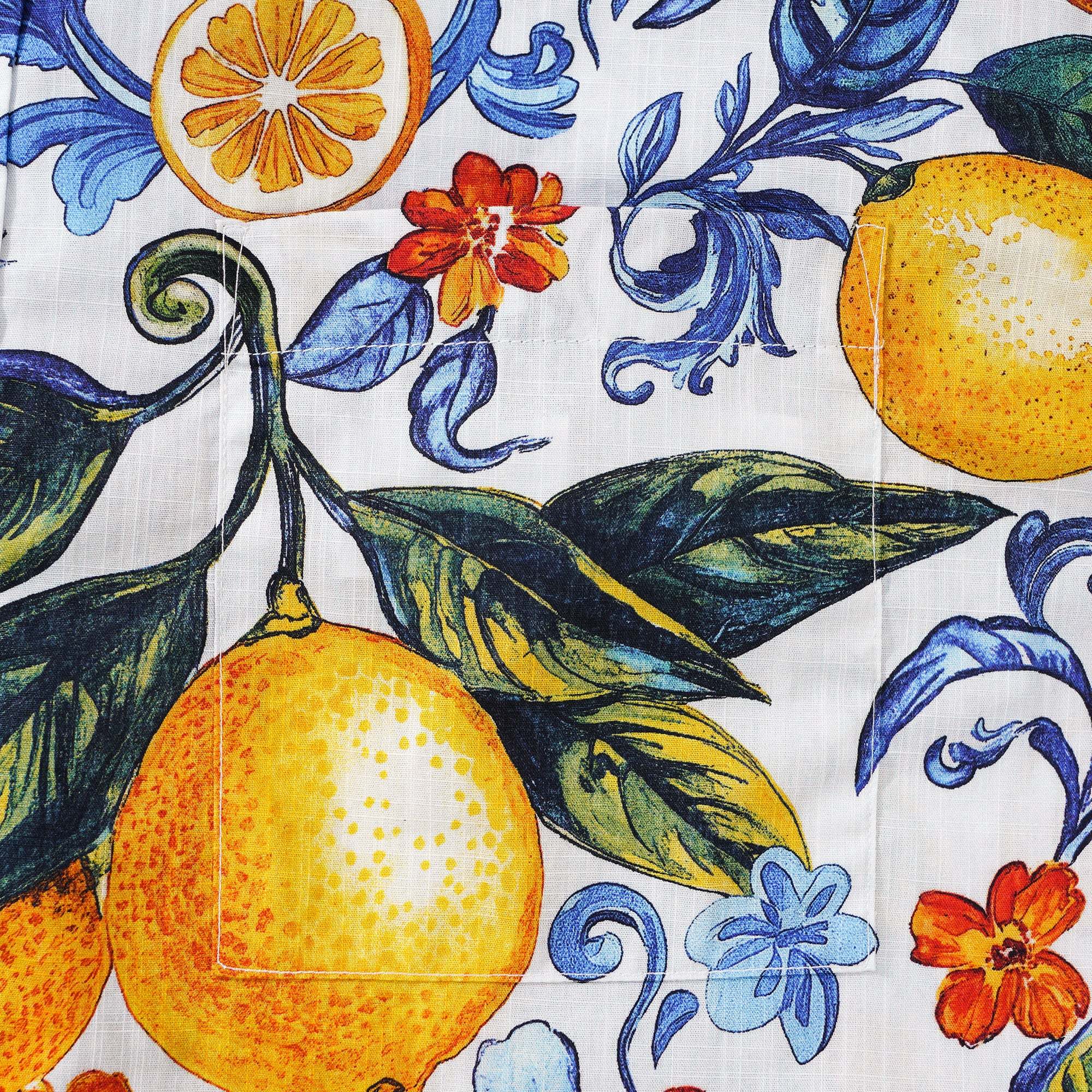 Men's Vintage Blue Hawaiian Shirt Sicily Lemon Shirt Short Sleeve Button-down Tropical Shirt