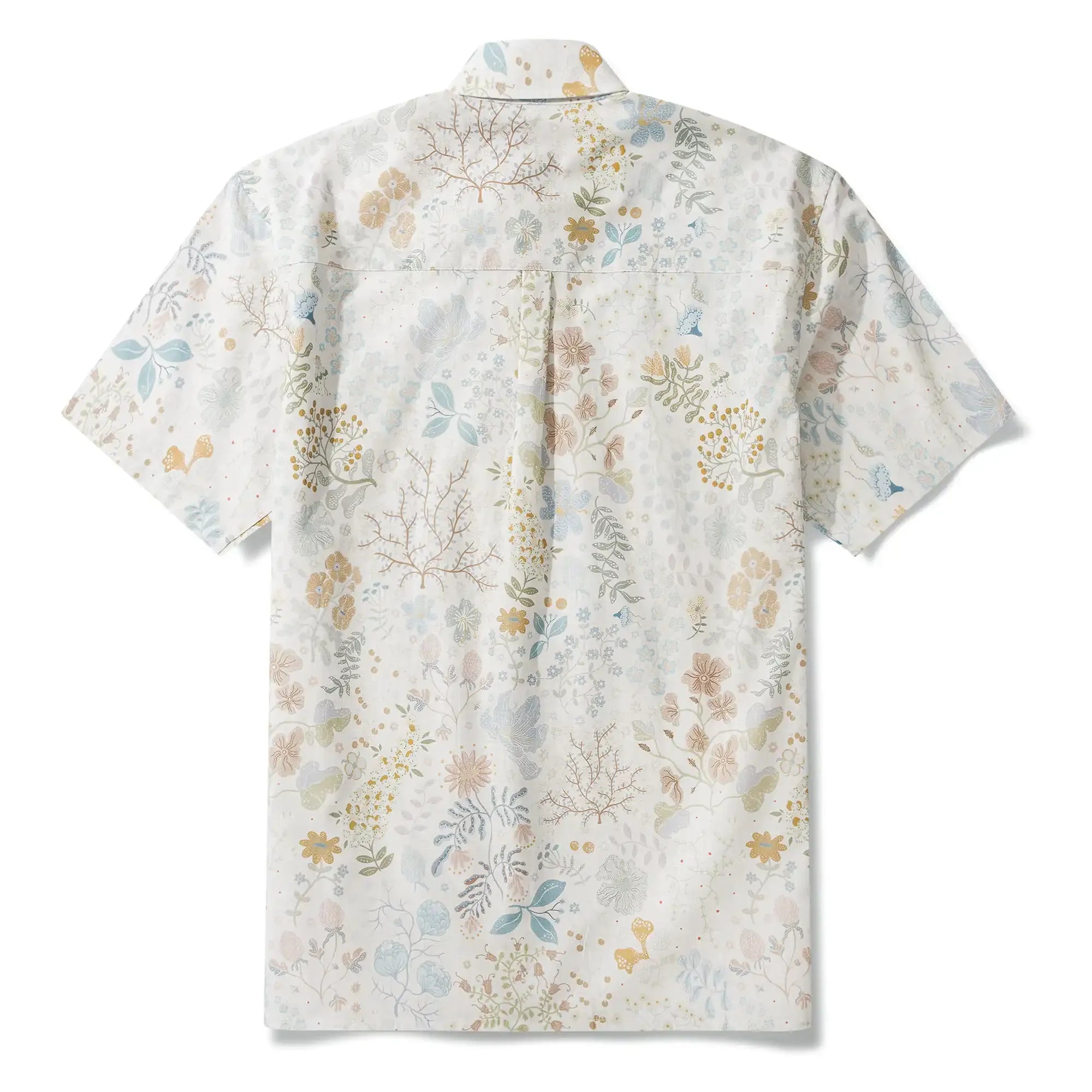 Men's Hawaiian Shirt Short Sleeve Button-down 100% Cotton Green Enchanted Spring Garden