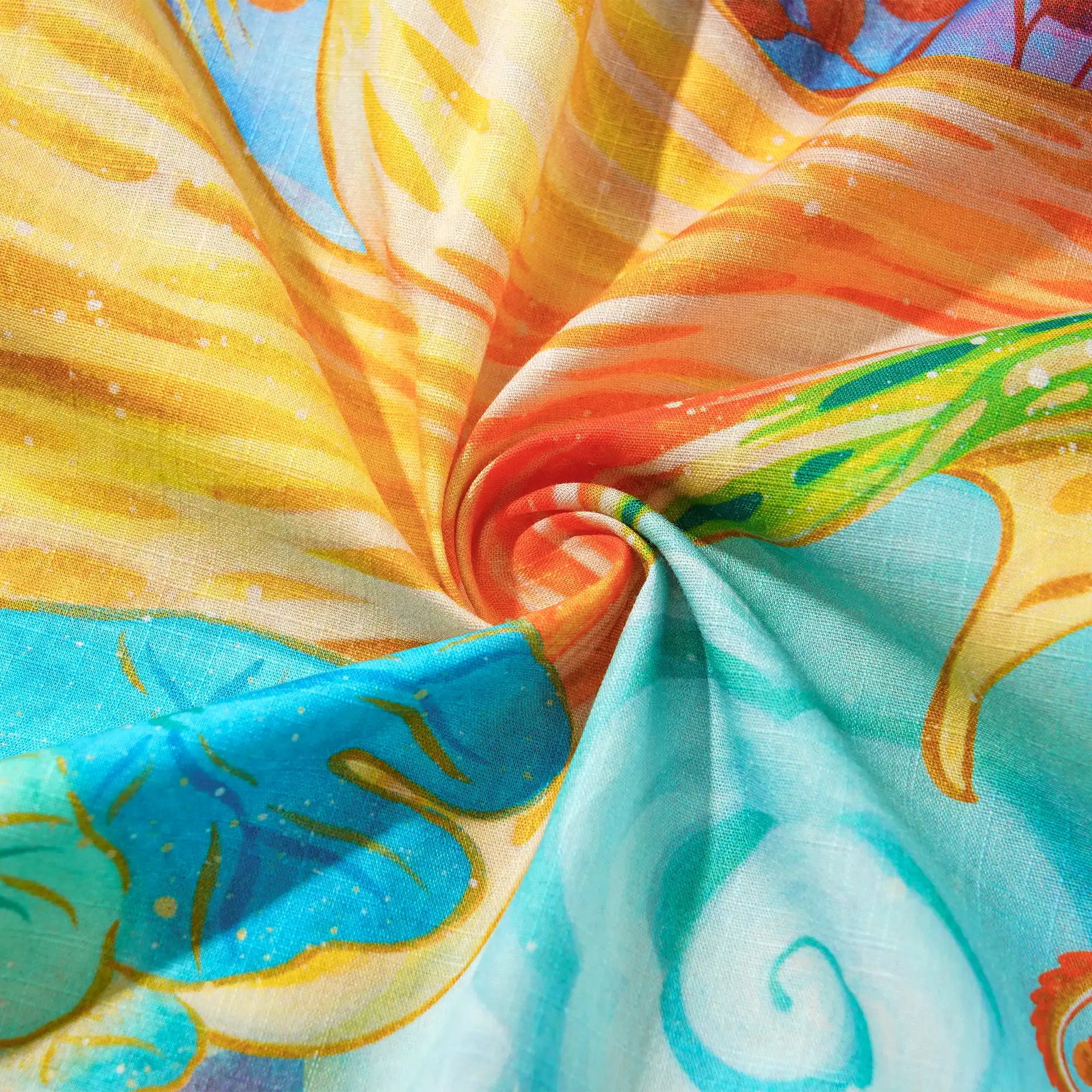 Men's Designer Hawaiian Shirt Cloud-wandering Koi Print Cotton Blue Aloha Shirt