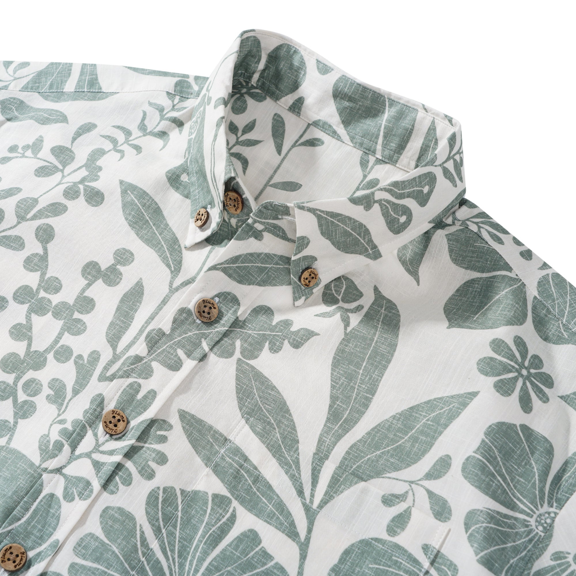 Men’s Breathable Shirt Green Floral Hawaiian Shirt