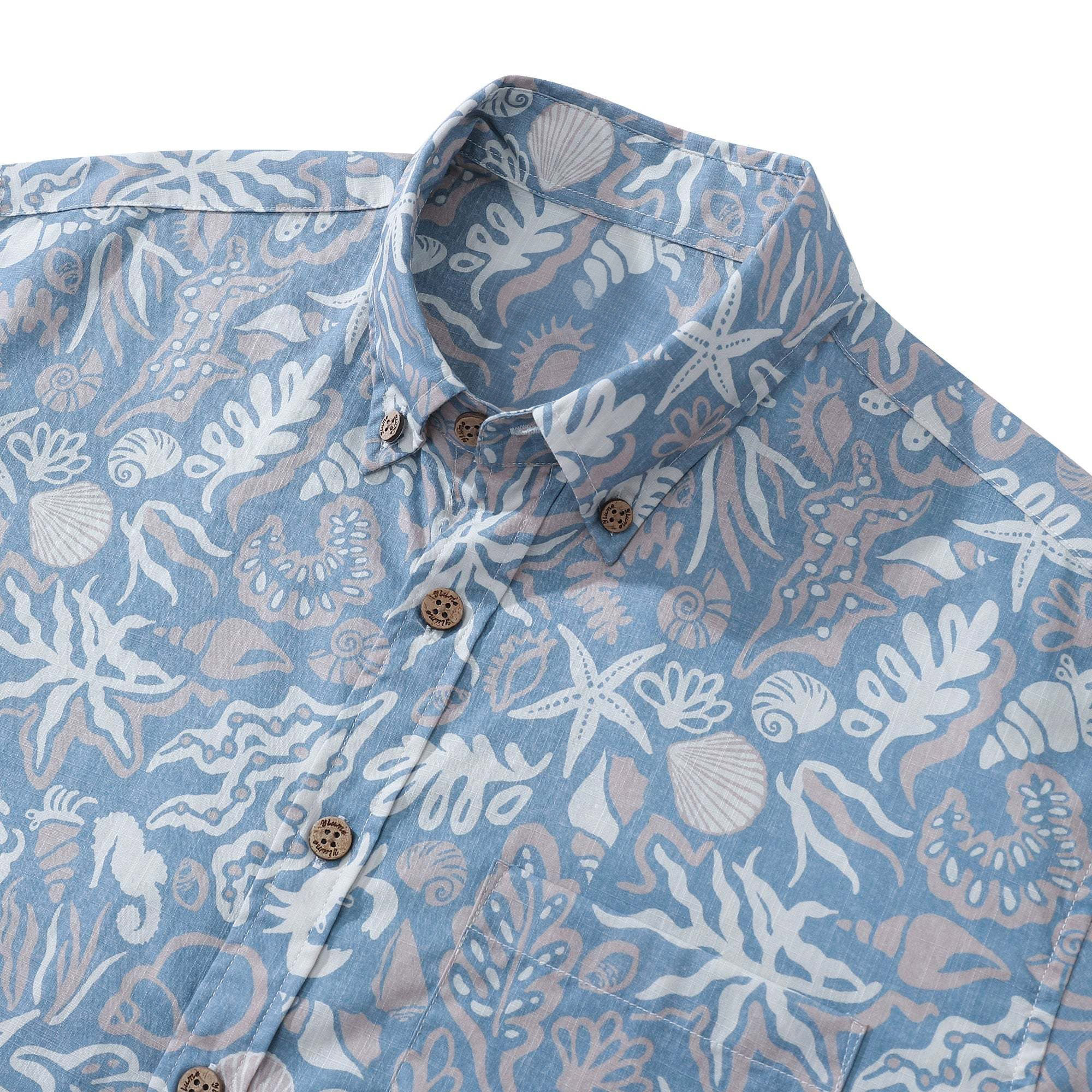 Men's Marine Life Shirt  Button-down 100% Cotton Blue Shirt Hawaiian Shirt Aloha Ocean-themed Silhouettes