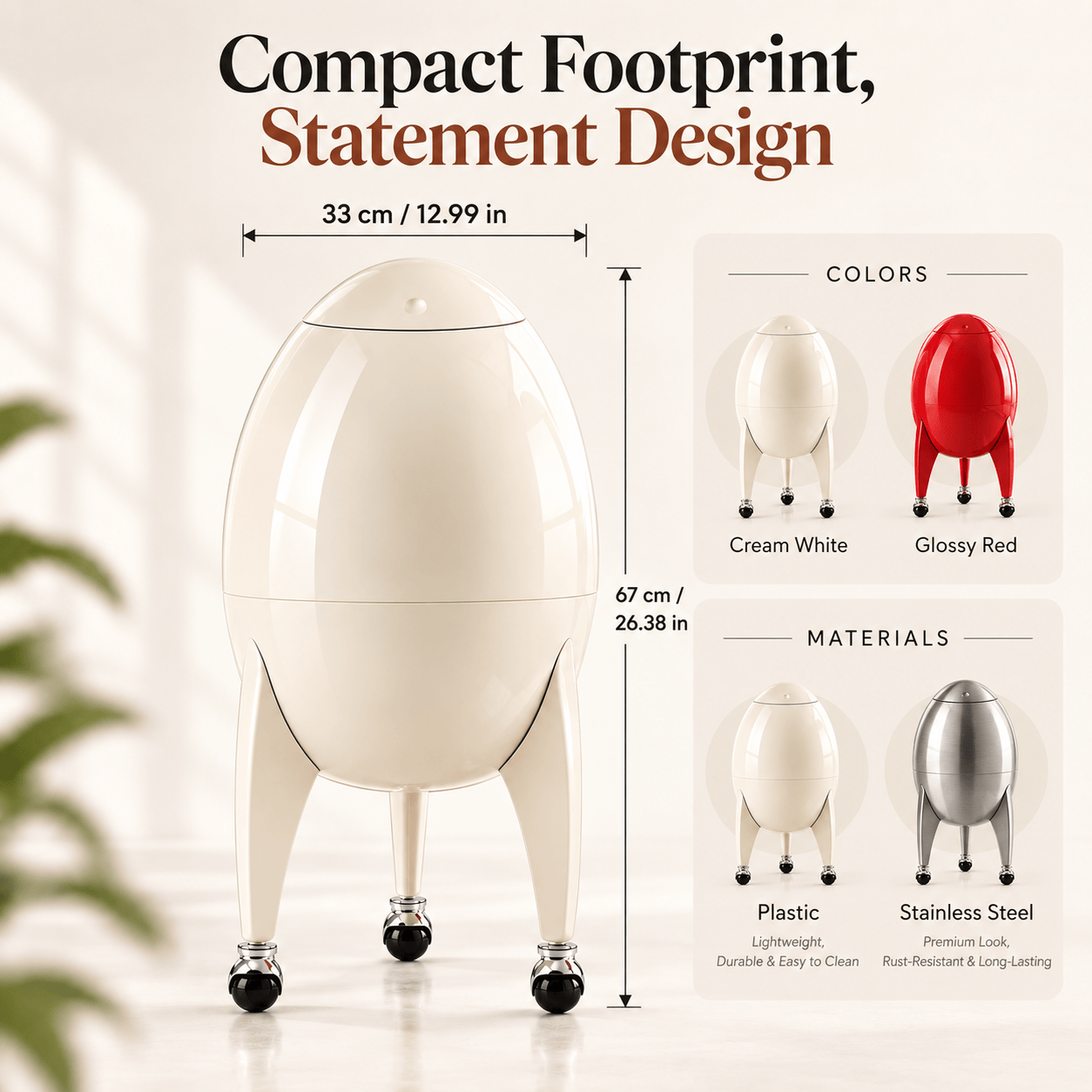 Chicamy™ UFO-Inspired Standing Trash Can