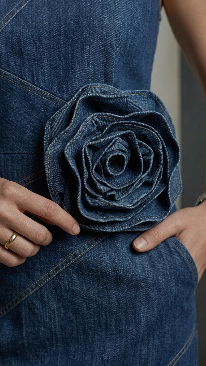 Sleeveless Sheath Denim Midi Dress