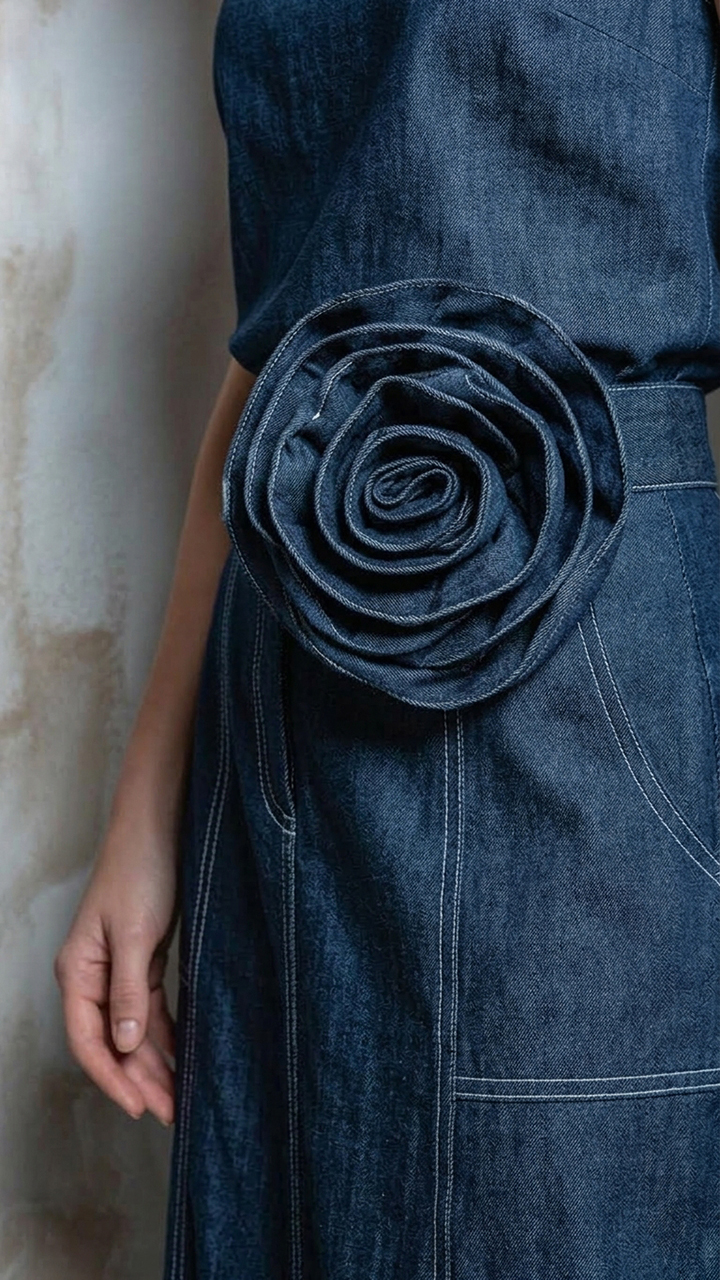 Sleeveless Two‑Piece Denim Midi Skirt Set