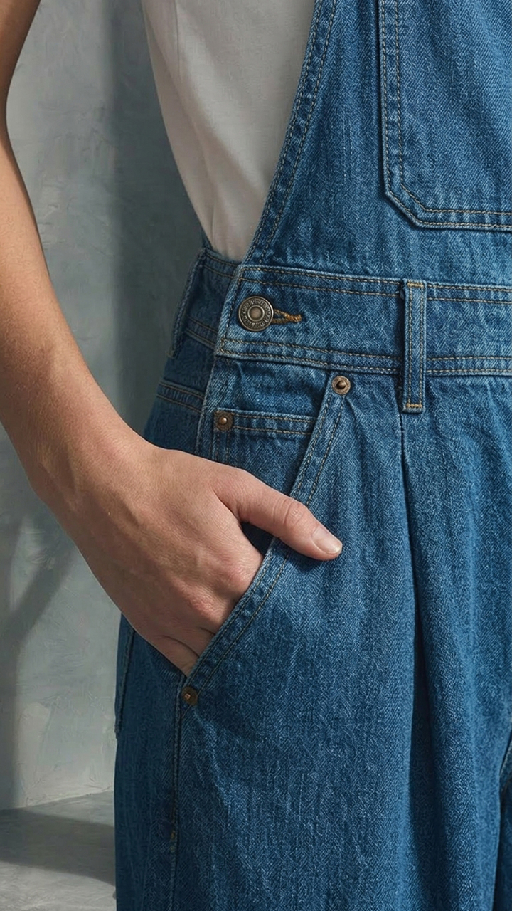 High‑Waist Wide‑Leg Denim Overalls