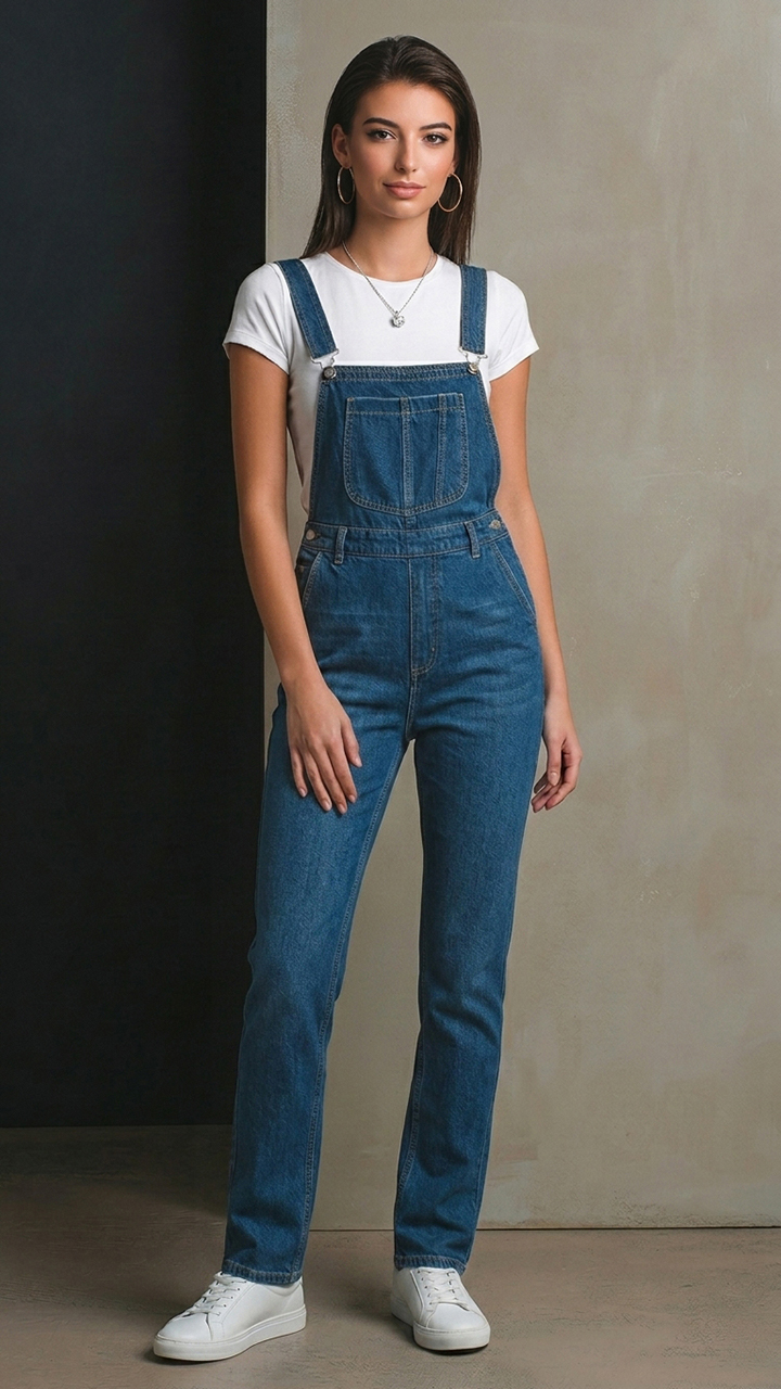Classic Straight‑Leg Denim Overalls