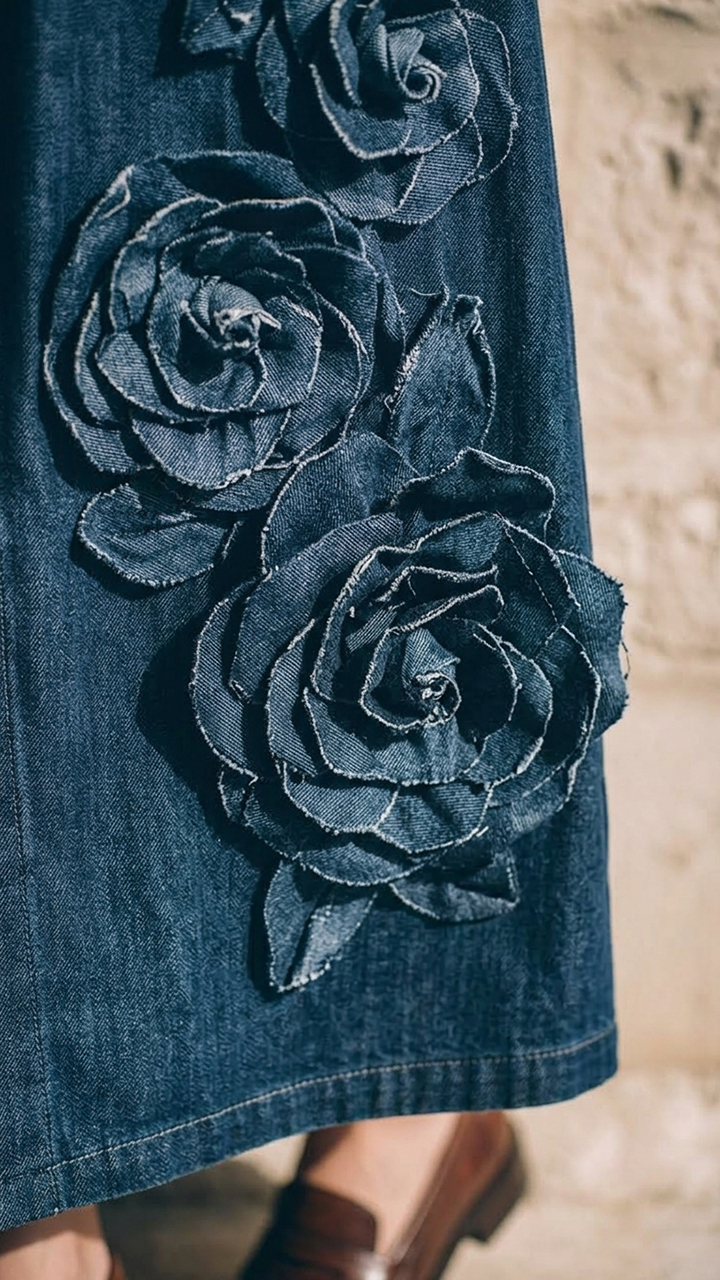Short Sleeve Belted Denim Shirt Midi Dress