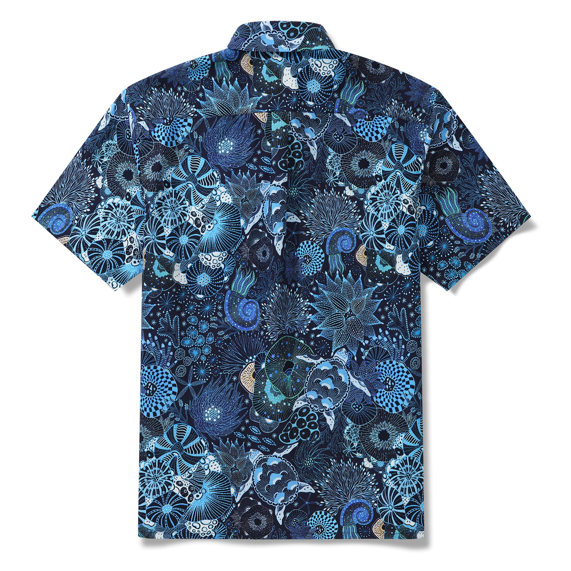 Sea Turtle Hawaiian Shirt For Men 100% Cotton Blue Shirt Short Sleeve Button-down Shirt