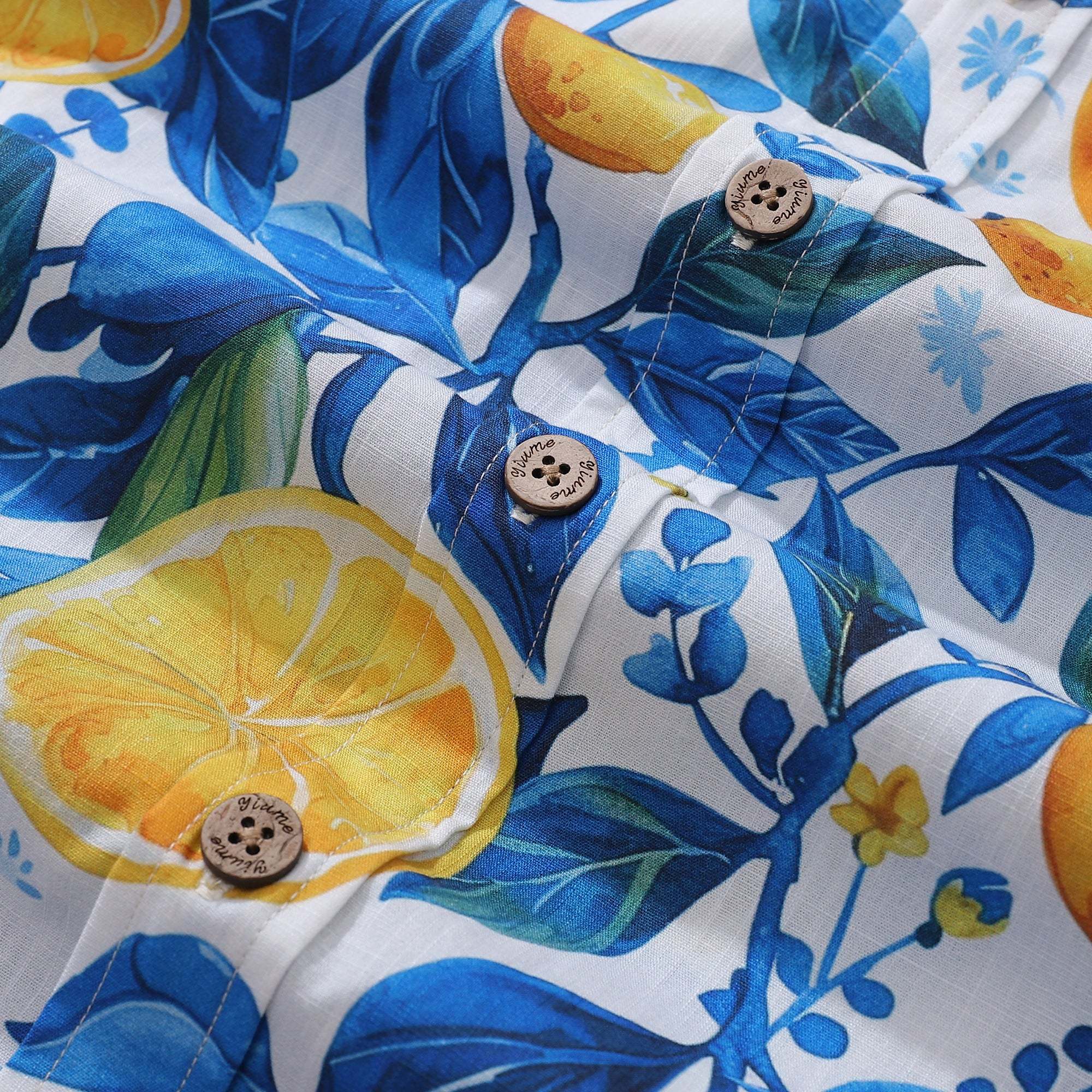 Hawaiian Shirt For Men Button-down Lemon Shirt Short Sleeve 100% Cotton Shirt Summer Lemon