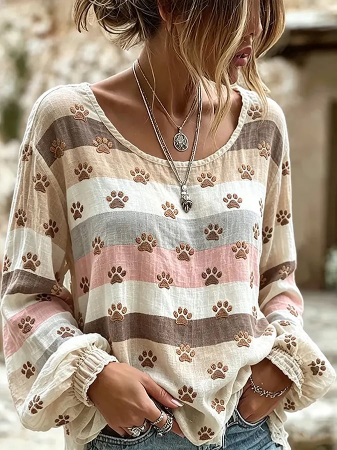 🐱Women'S Casual Top With Cute Animal Print💛100% For Shelter Pets🐱🐶