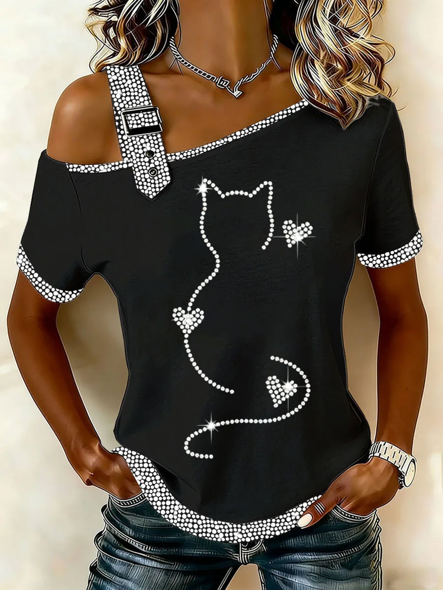 🐱Women's Cat Print Casual Shirt💛100% For Shelter Pets🐱🐶